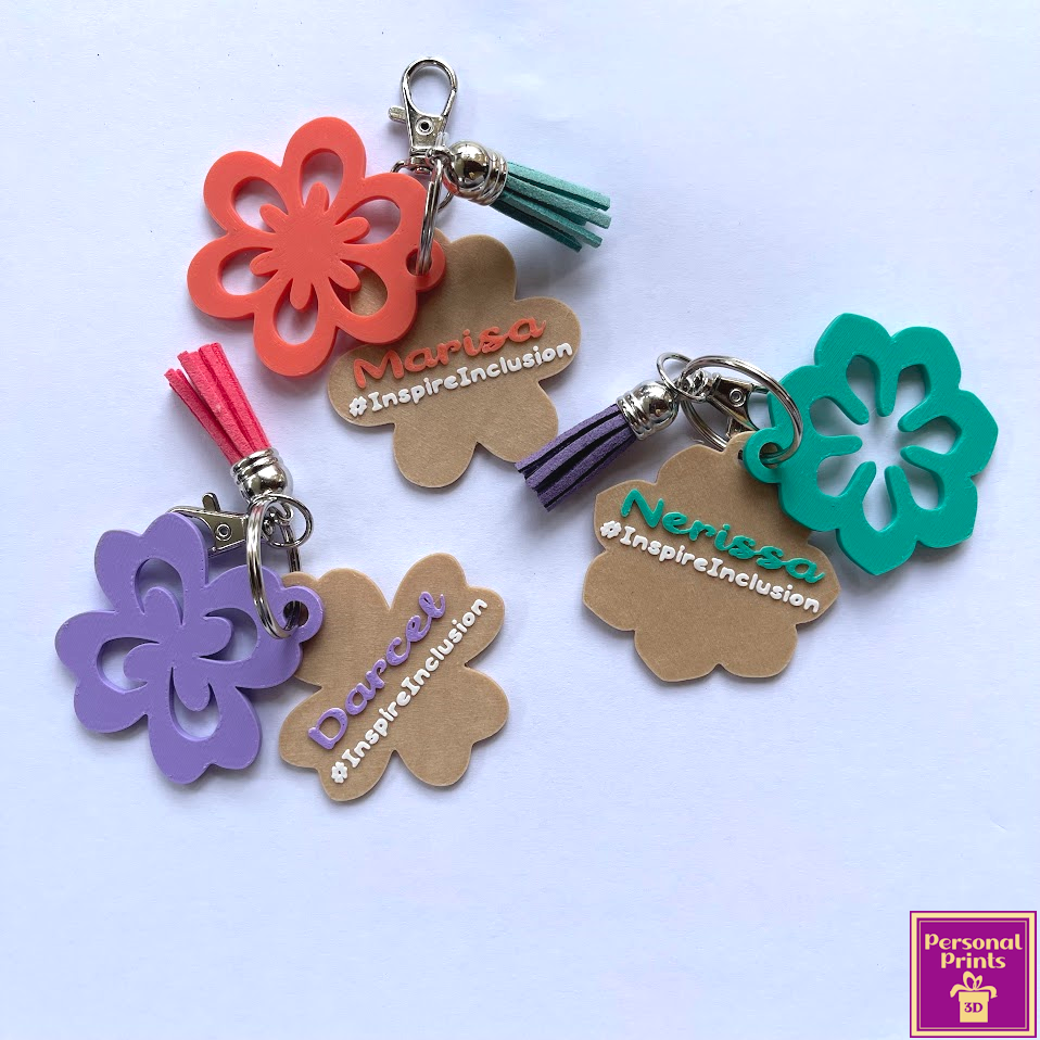 PERSONALISED DOUBLE FLOWER TASSEL KEYRINGS