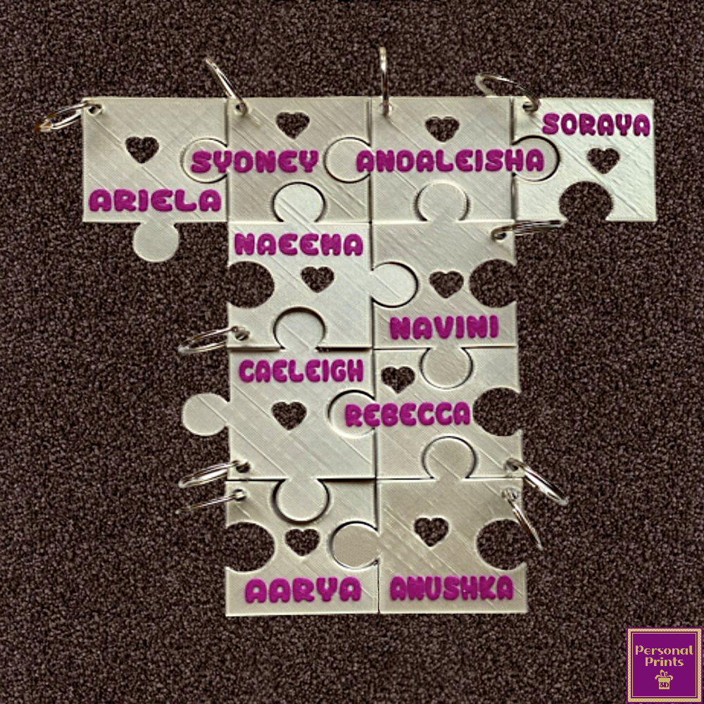 PERSONALISED FRIENDS PUZZLE PIECE KEYRINGS
