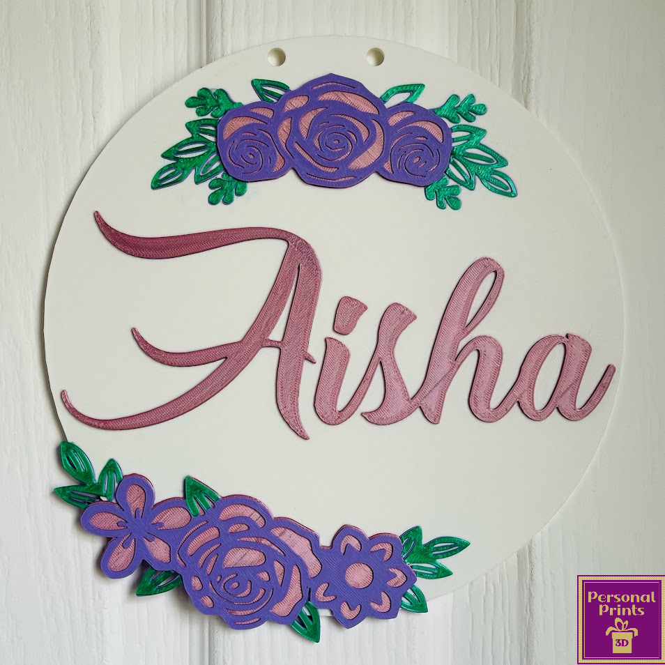 PERSONALISED FLORAL DOOR SIGN/WALL ART