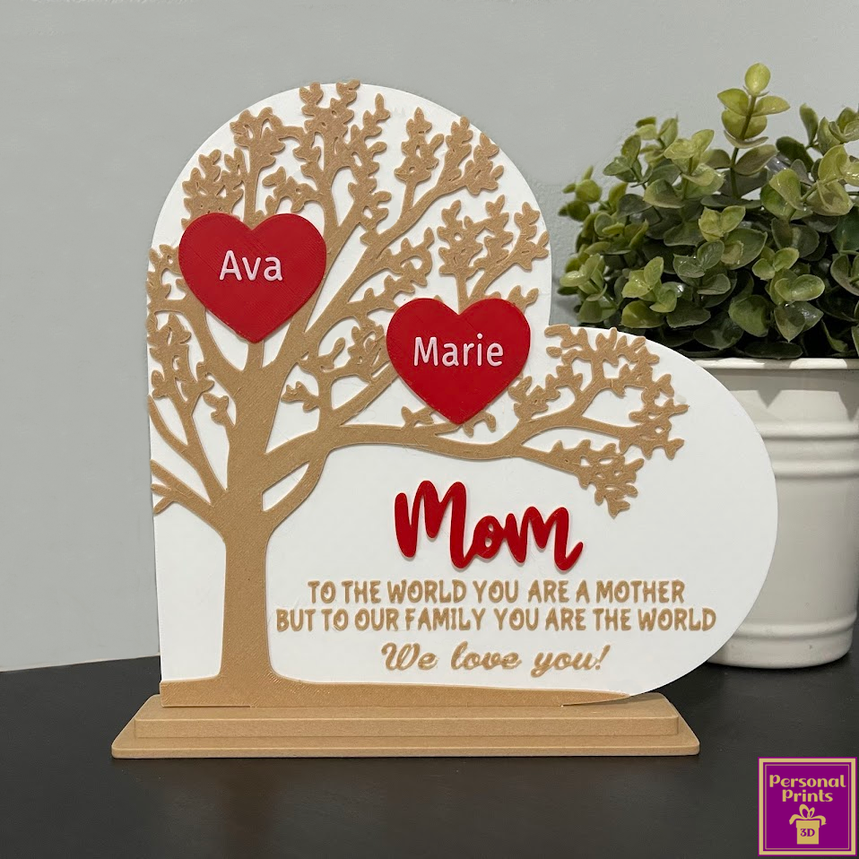 PERSONALISED MOM TREE HEART STAND