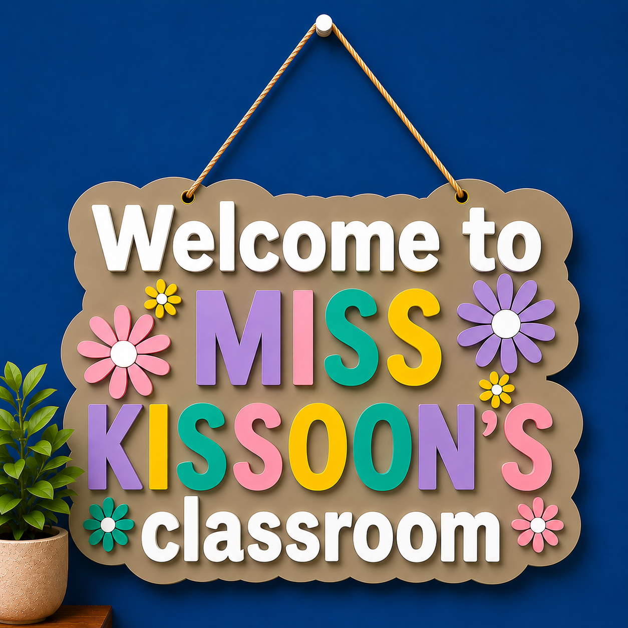 PERSONALISED TEACHER FLORAL WALL SIGN