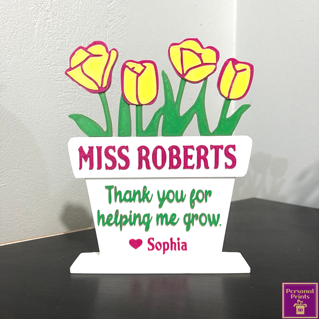 PERSONALISED TULIP THANK YOU TEACHER PLAQUE