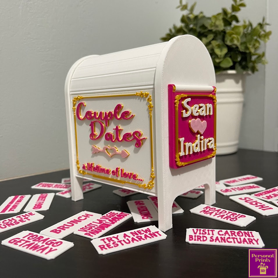 PERSONALISED COUPLE DATES MAILBOXBOX WITH DATE TOKENS