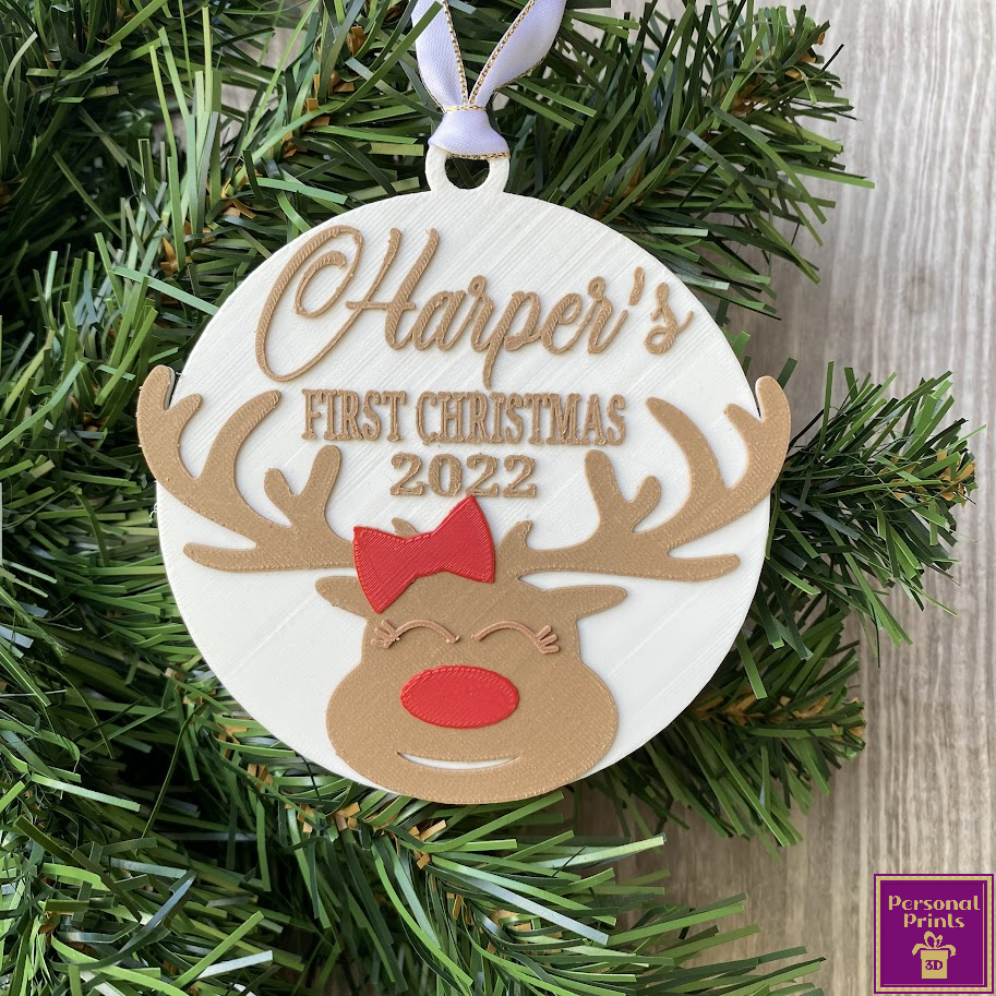 PERSONALISED BABY’S FIRST CHRISTMAS REINDEER ORNAMENT