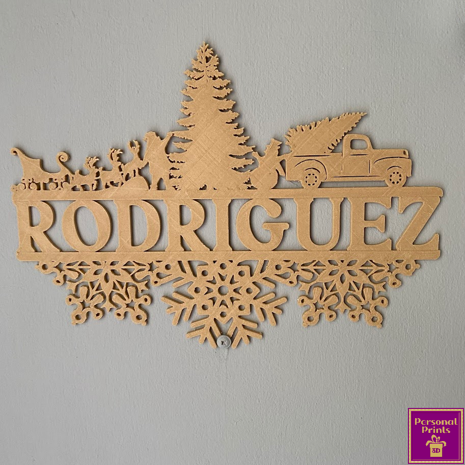 PERSONALISED FAMILY NAME CHRISTMAS WALL ART