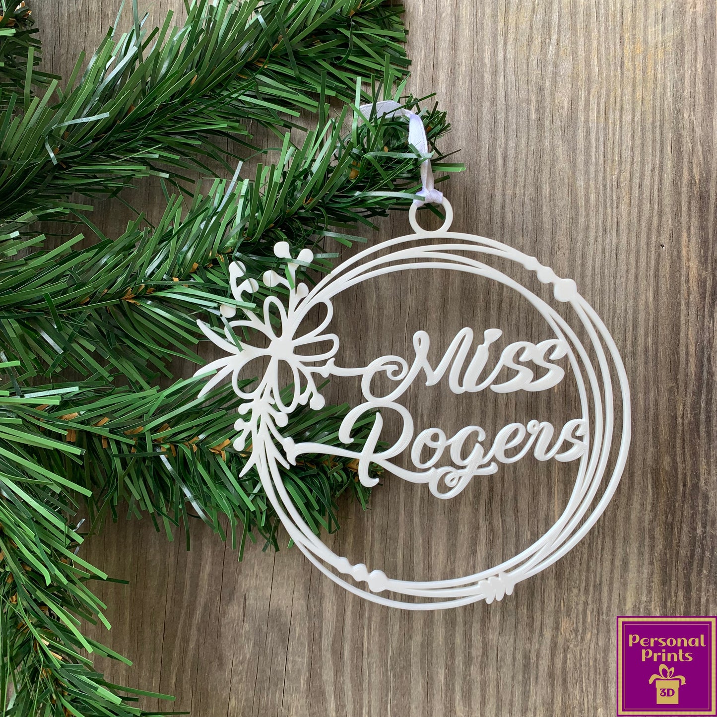PERSONALISED FLOWER WREATH ORNAMENT