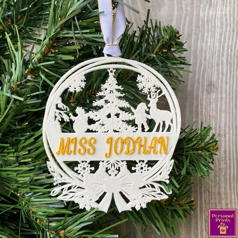 PERSONALISED TEACHER CHRISTMAS SCENE ORNAMENT