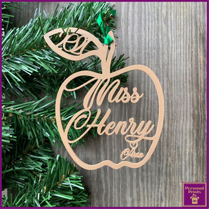 PERSONALISED TEACHER APPLE ORNAMENT