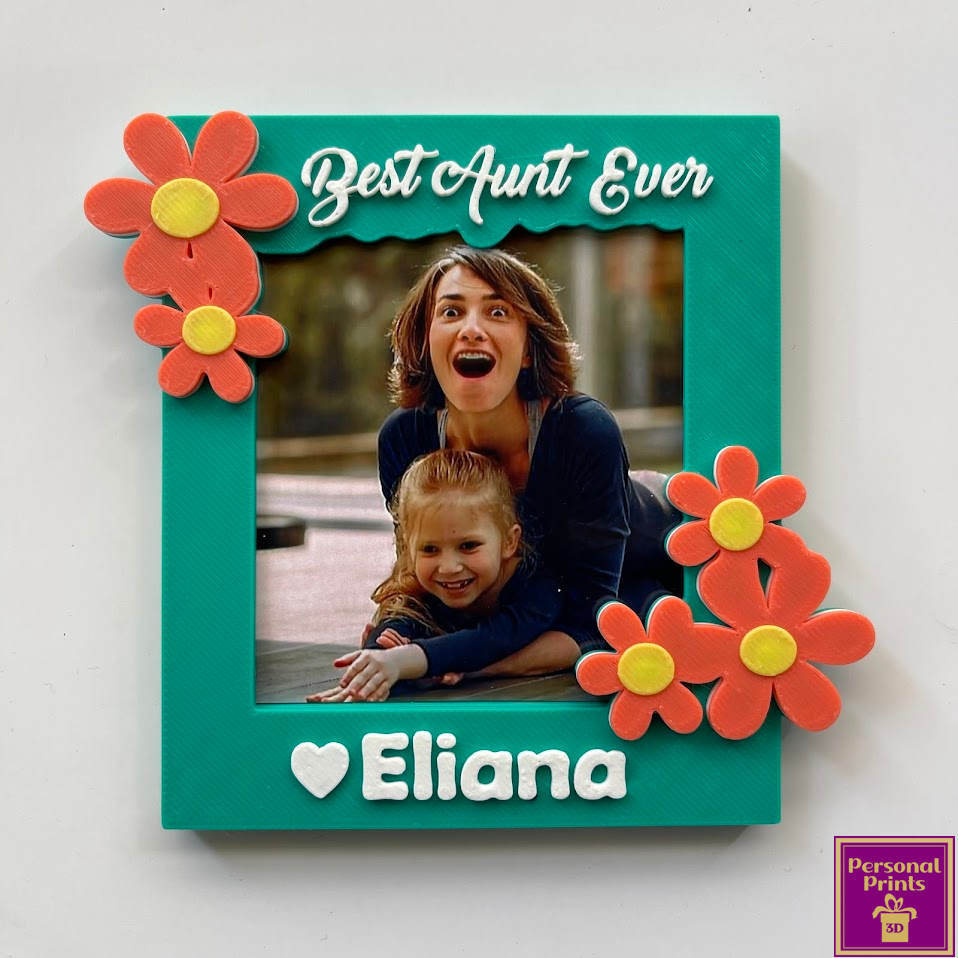 PERSONALISED FLORAL FRIDGE MAGNET PICTURE FRAME