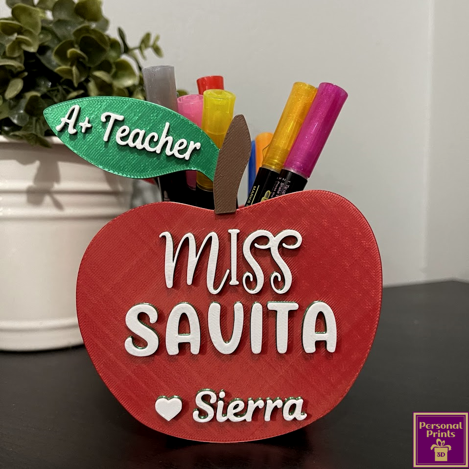 PERSONALISED TEACHER APPLE DESK ORGANIZER