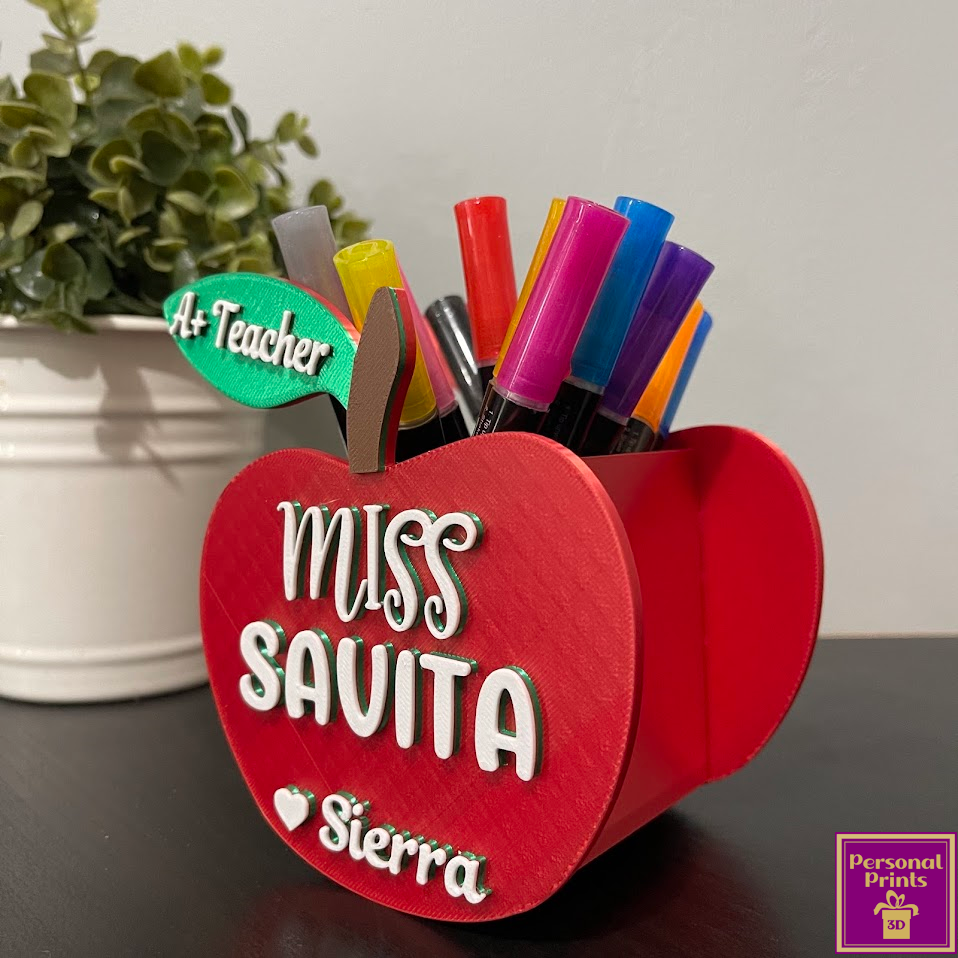 PERSONALISED TEACHER APPLE DESK ORGANIZER