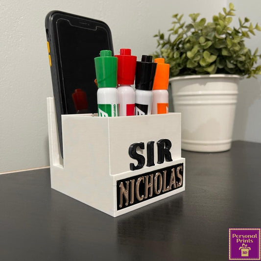 PERSONALISED TEACHER DESK ORGANIZER WITH PHONE STAND