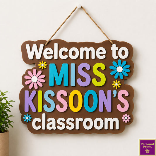 PERSONALISED TEACHER FLORAL WALL SIGN