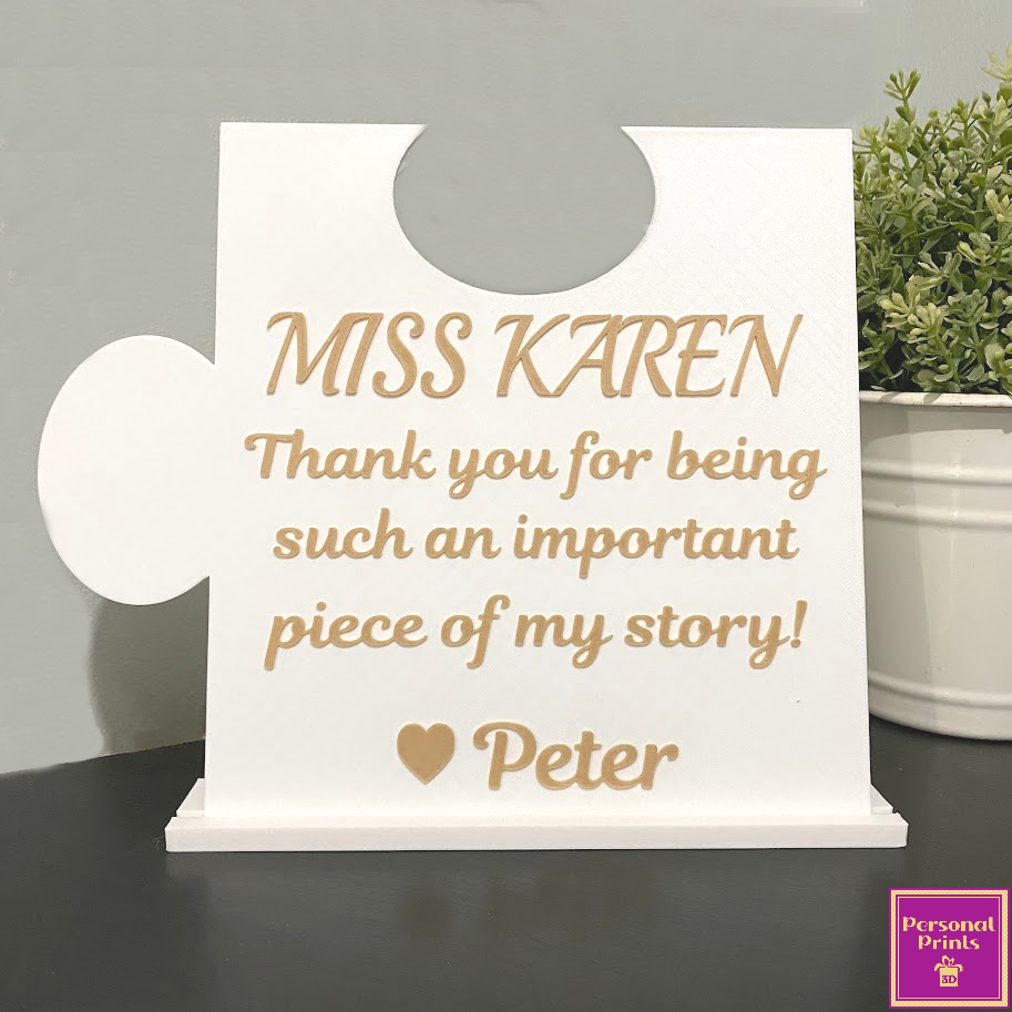 PERSONALISED TEACHER PUZZLE PIECE PLAQUE