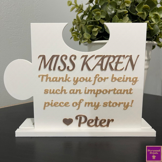 PERSONALISED TEACHER PUZZLE PIECE PLAQUE