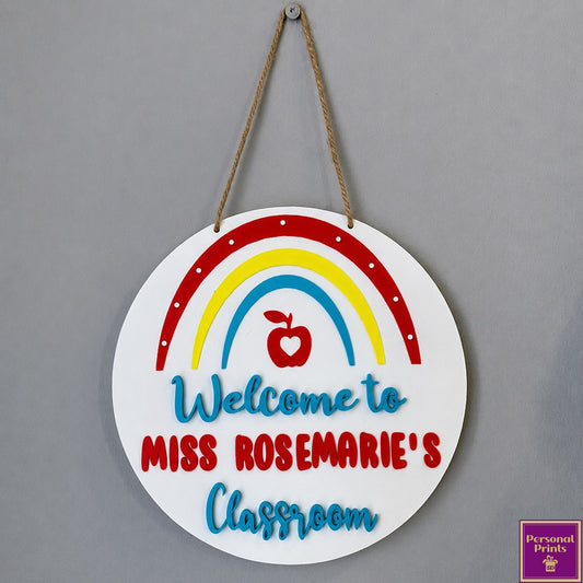 PERSONALISED TEACHER RAINBOW WALL SIGN
