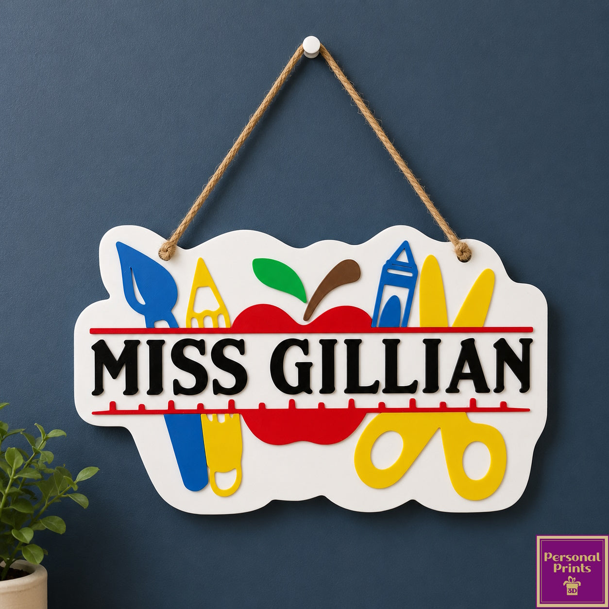 PERSONALISED TEACHER STATIONERY WALL SIGN