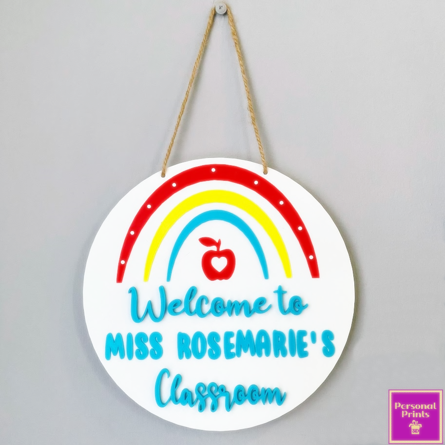 PERSONALISED TEACHER RAINBOW WALL SIGN