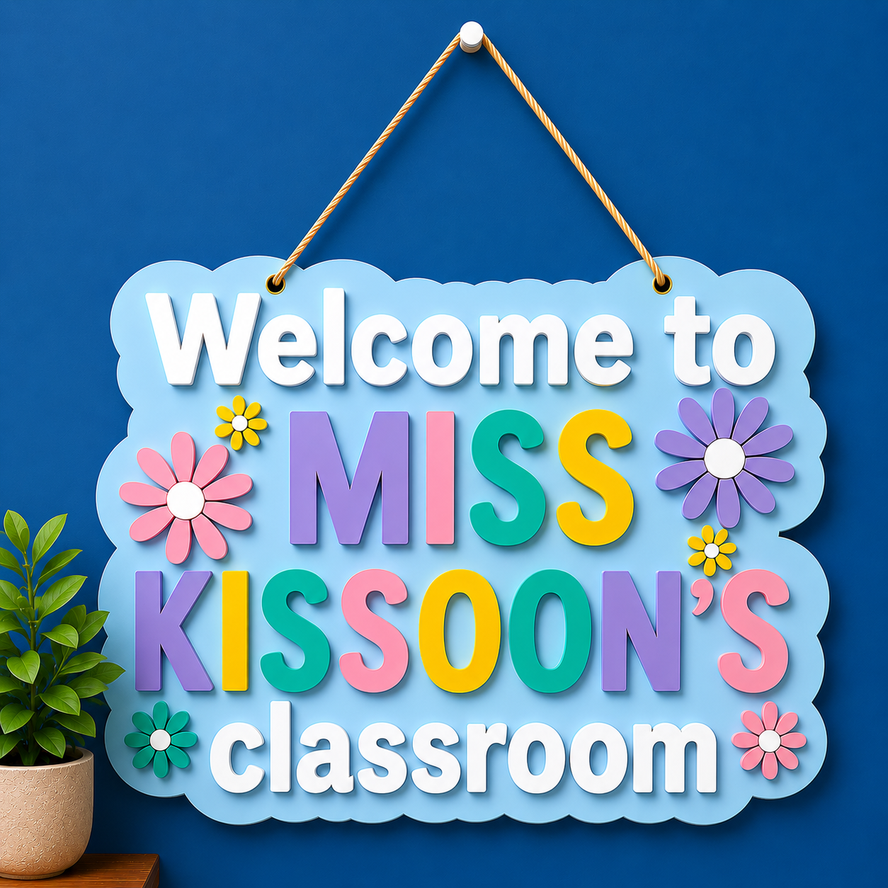 PERSONALISED TEACHER FLORAL WALL SIGN