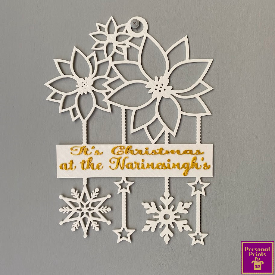 PERSONALISED FAMILY NAME POINSETTIA WALL ART