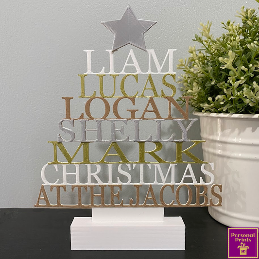 PERSONALISED FESTIVE FAMILY CHRISTMAS TREE